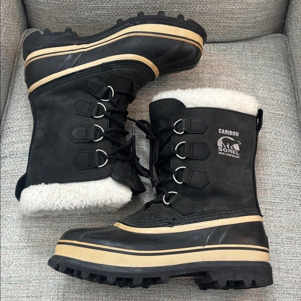 SOREL Black Caribou Waterproof Insulated Winter Boots Women's‎ size 7